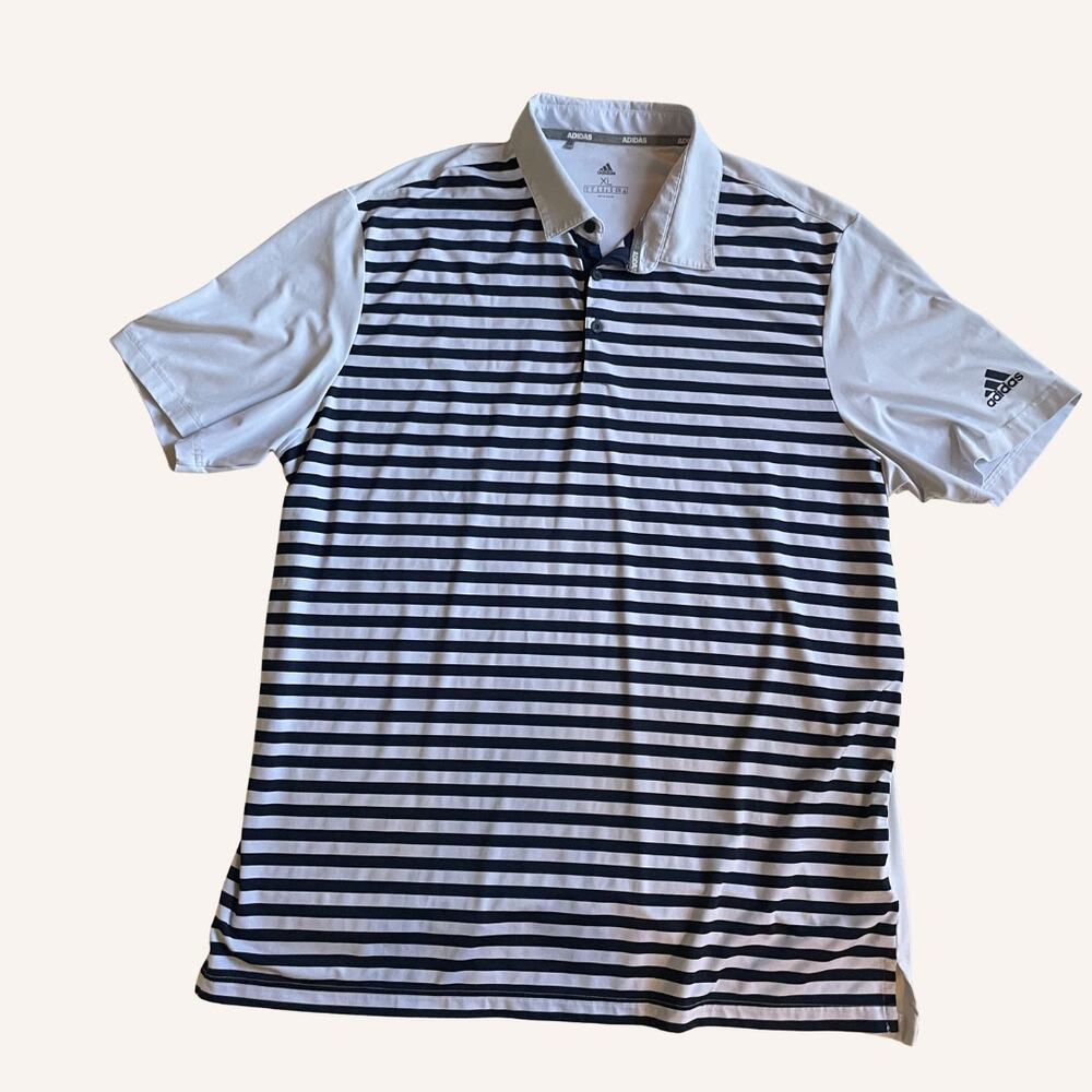 ADIDAS men's performance striped polo golf shirt XL EUC